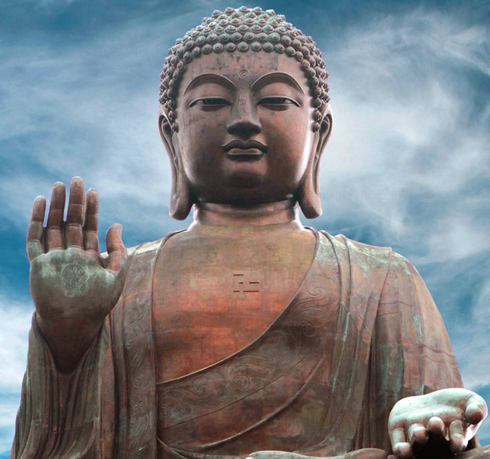 Symbolism of the hand - Tian Tan Buddha, Ngong Ping, Lantau Island, in Hong Kong